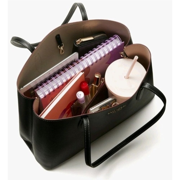 New Kate Spade All Day Large Tote Leather Black Multi - Picture 10 of 16